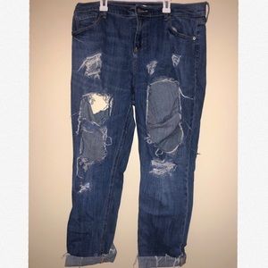 Distressed Ripped Boyfriend Jeans